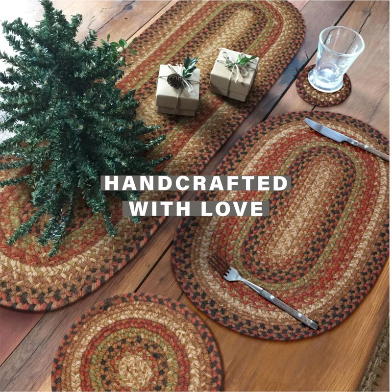 Homespice Gingerbread Jute Braided Long Table Runner, Warm Country Decor, Brown Rectangle 11x36 - Rich Colors, Easy to Clean, Durable and Protects Furniture - Image 2